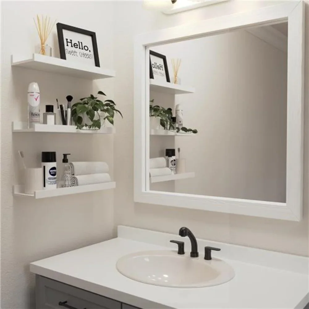 Floating Shelves Set of 6, White Wall Shelves with Lip, Display Shelves